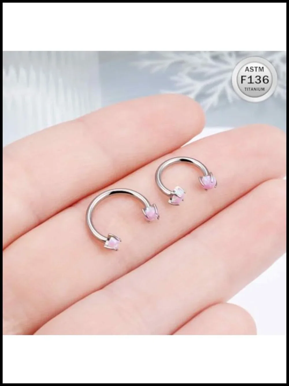 ASTM F136 Titanium Horseshoe Nose Ring 16G Septum Hoop Internally Threaded